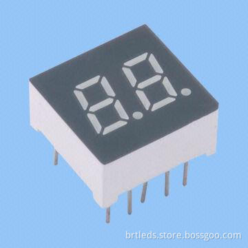 Dual-digit 7-segment LED Display, 0.3-inch Red Color, Common Cathode, White Segment and Black Face
